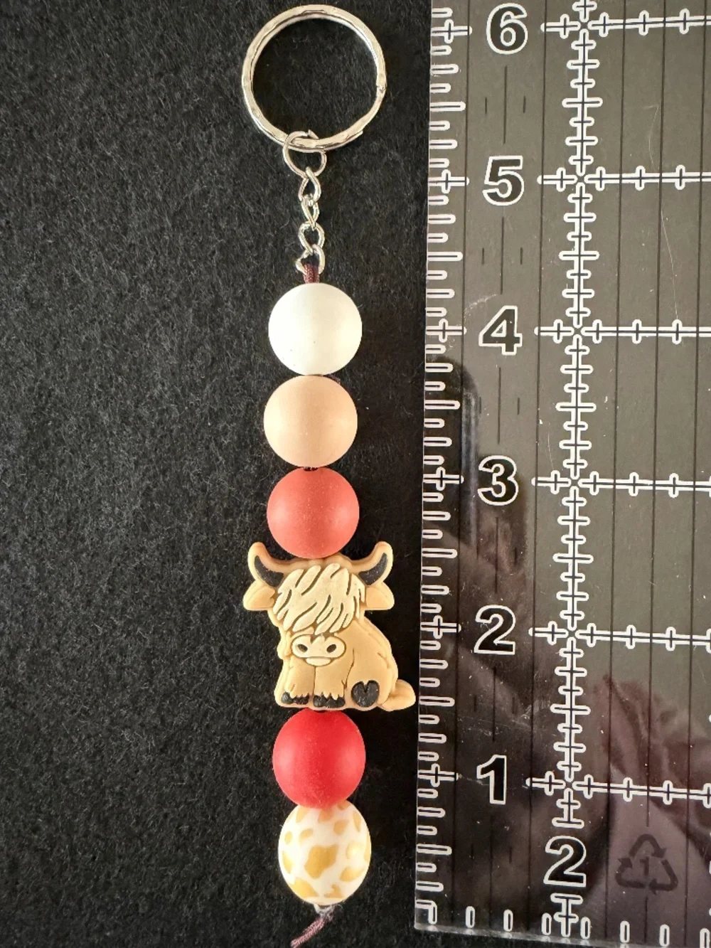 Key Chain Featuring Highland Cow Silicone Beads 6